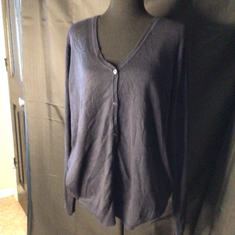#907.  Basic Editions Blue Cardigan Sweater V-Neck Lightweight